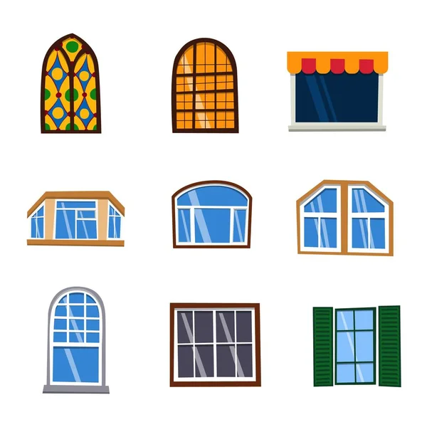 Verschiedene Hausfenster Vektorelemente — Stockvektor