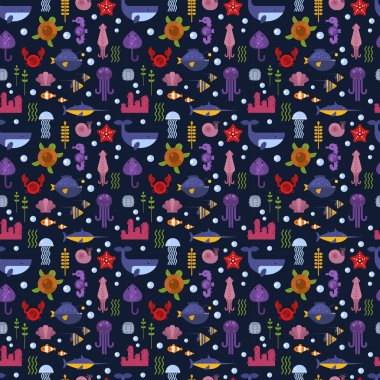 Sualtı balıklar vektör set.