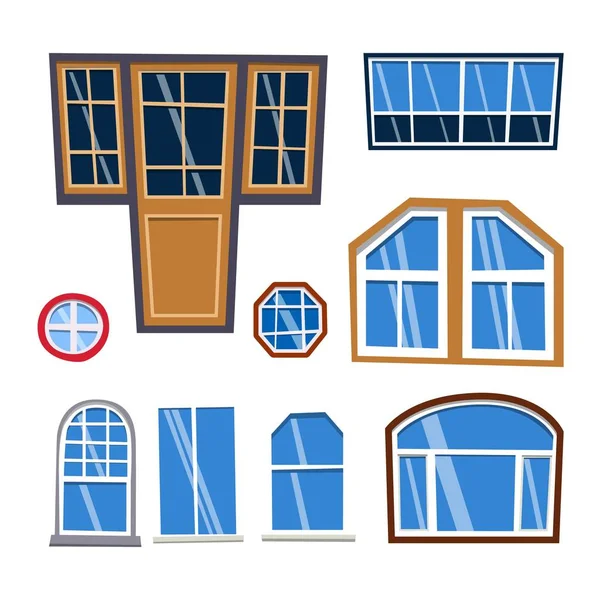Diferentes elementos vectoriales ventanas casa — Vector de stock