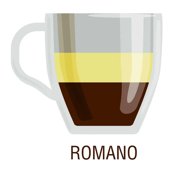 Koffie cups verschillende café drinkt romano — Stockvector