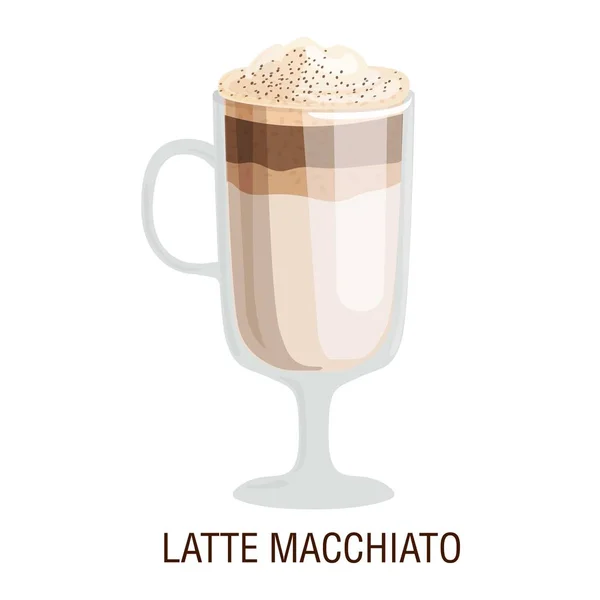 Kahve fincanları farklı Cafe latte macchiato içecekler — Stok Vektör