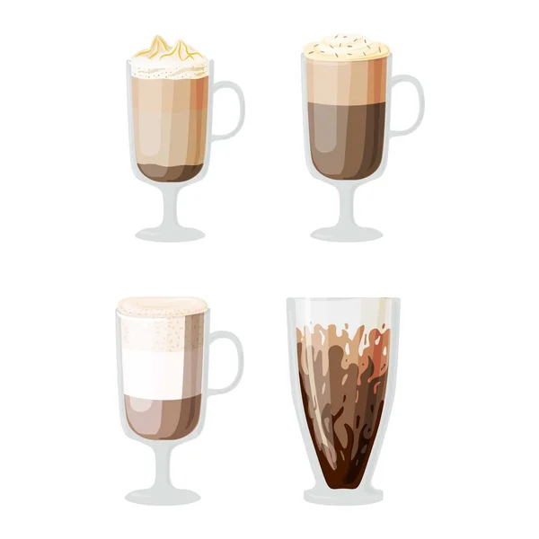 Καφές Κούπες διάφορα café ποτά — Διανυσματικό Αρχείο