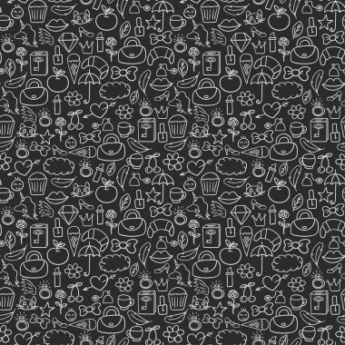 Karalamalar Dikişsiz desen vektör set.