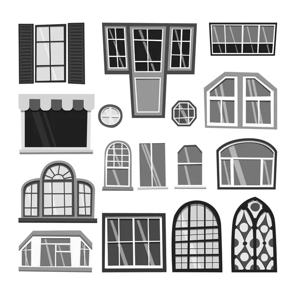 Différents éléments vectoriels de fenêtres de maison — Image vectorielle