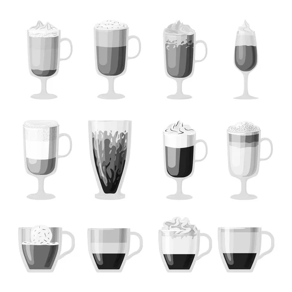 Кофе чашки различные напитки кафе — стоковый вектор