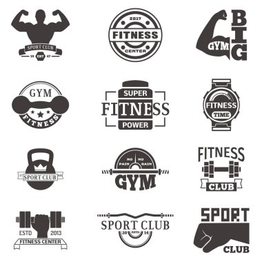 Spor salonu fitness logo vektör rozeti.