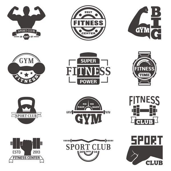 Gimnasio fitness logo vector de la insignia . — Vector de stock