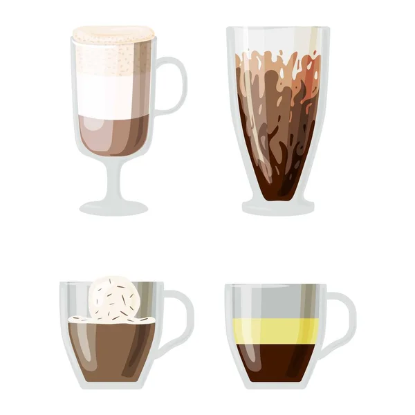 Tazas de café diferentes bebidas de café — Vector de stock