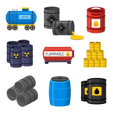 Varil kapasiteli tanklar vektör set.