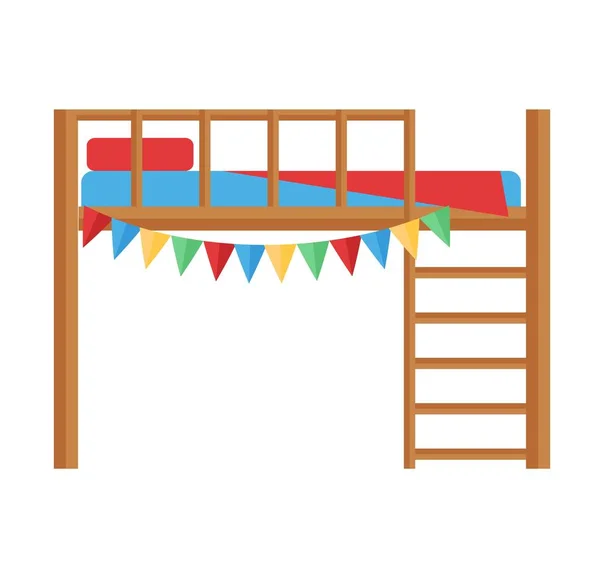 Bunk bed isolated vector illustration. — Stock Vector