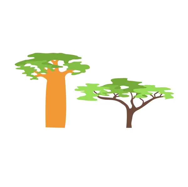 Baobab träd isolerad på vit vektorillustration. — Stock vektor