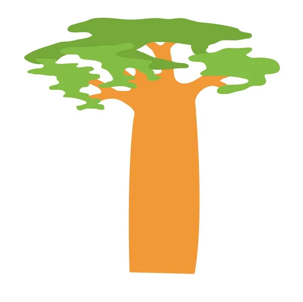 Árbol de Baobab aislado en la ilustración de vector blanco . — Vector de stock