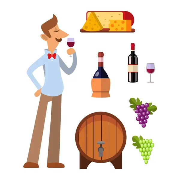 Conjunto de vetor de produção de vinho . — Vetor de Stock