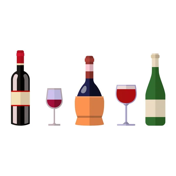 Bebida alcoólica vinho garrafa vetor . — Vetor de Stock