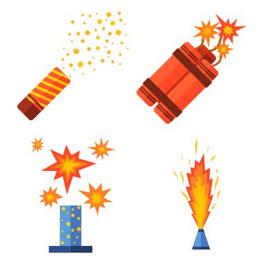 Piroteknik ve fireworks vektör.