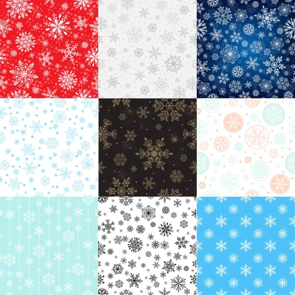 Copos de nieve patrón sin costuras iconos vector . — Vector de stock