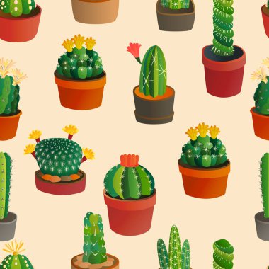 Sevimli çizgi kaktüs koleksiyonu