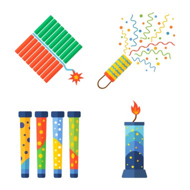 Piroteknik ve fireworks vektör.