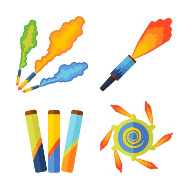 Piroteknik ve fireworks vektör.