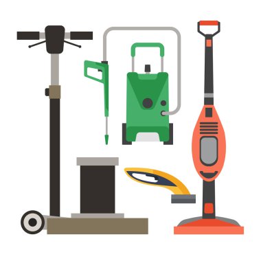 Temizlik ekipmanları vektör set.