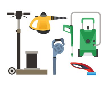 Temizlik ekipmanları vektör set.