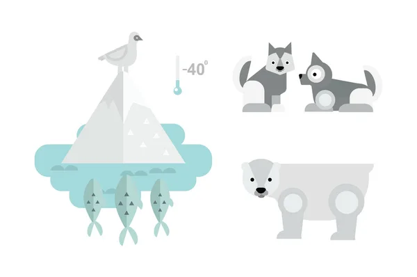 Αλάσκα ζώα διανυσματικά εικονογράφηση. — Διανυσματικό Αρχείο