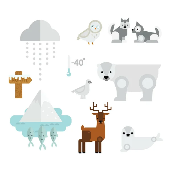 Symboly Wild Severní arktické zvířata vektorové. — Stockový vektor