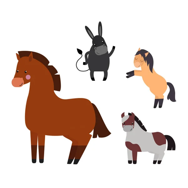 Diferentes caballos de raza vector conjunto . — Vector de stock