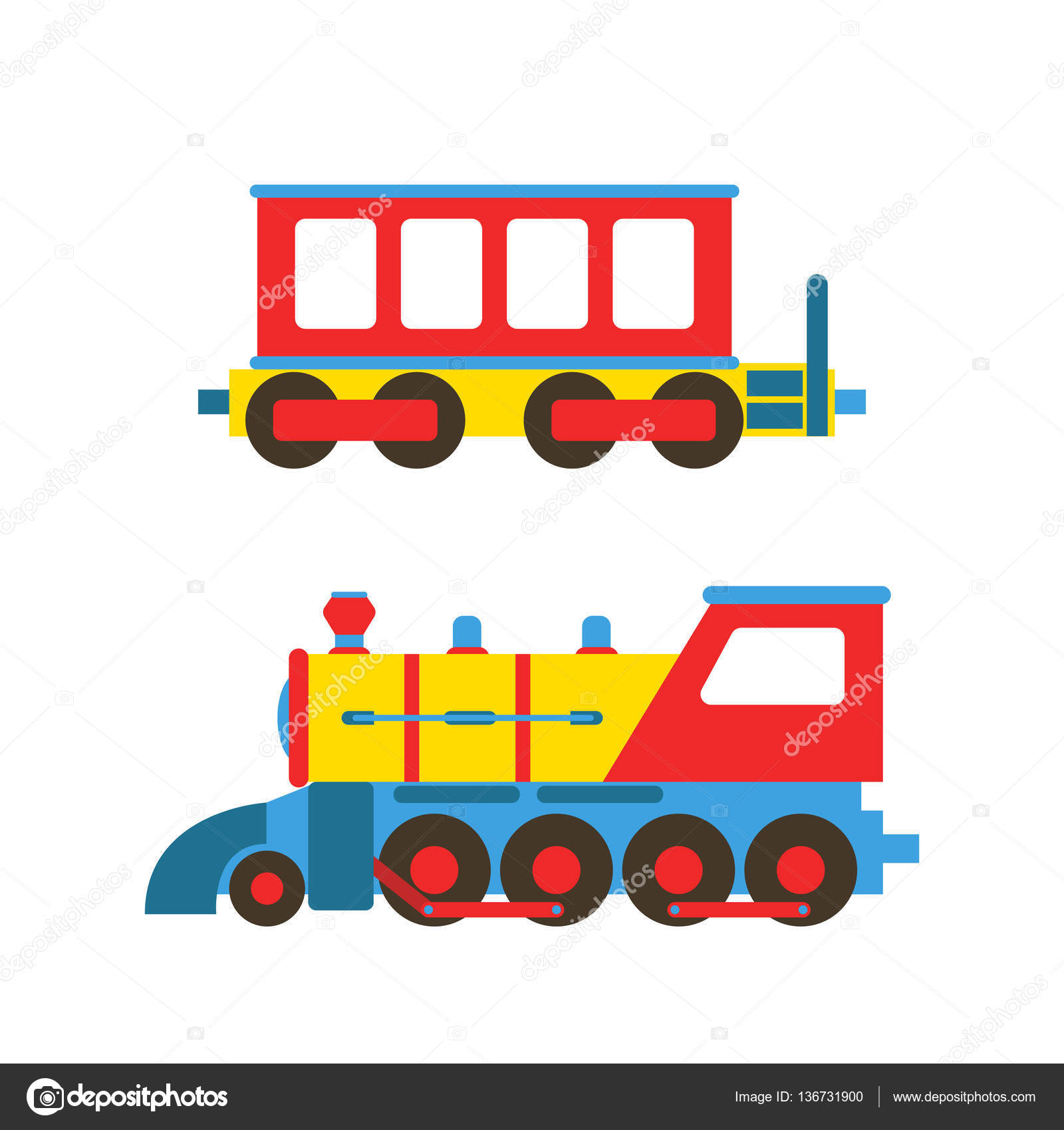 Ilustración de vector de tren de juguete de dibujos animados