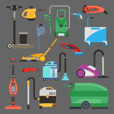 Temizlik ekipmanları vektör set.