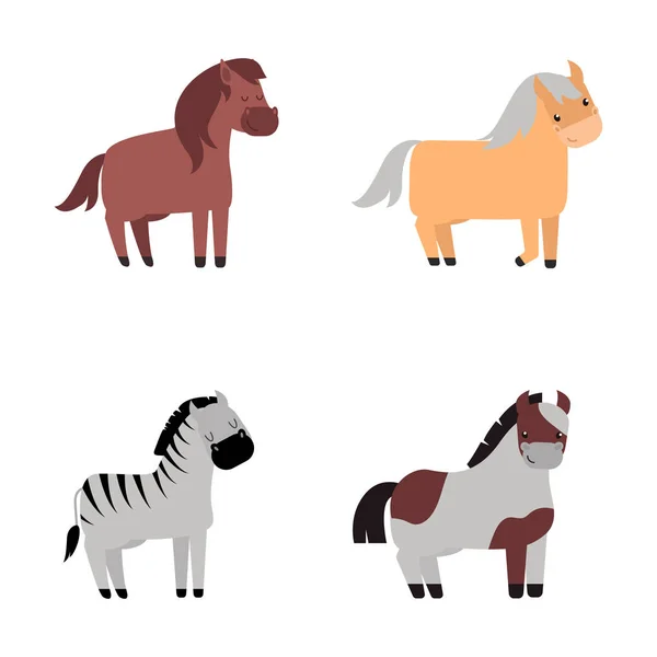 Векторный набор разных пород лошадей . — стоковый вектор