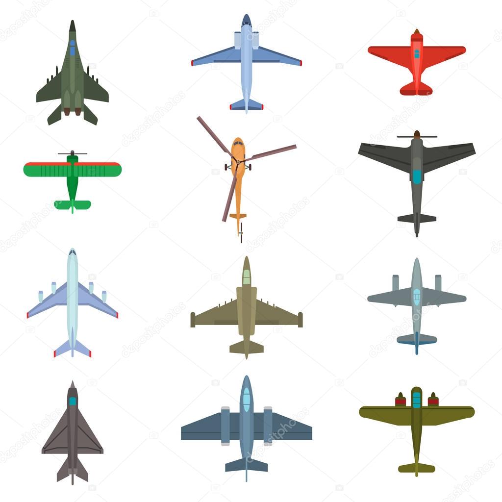 aircraft top view vector illustration.