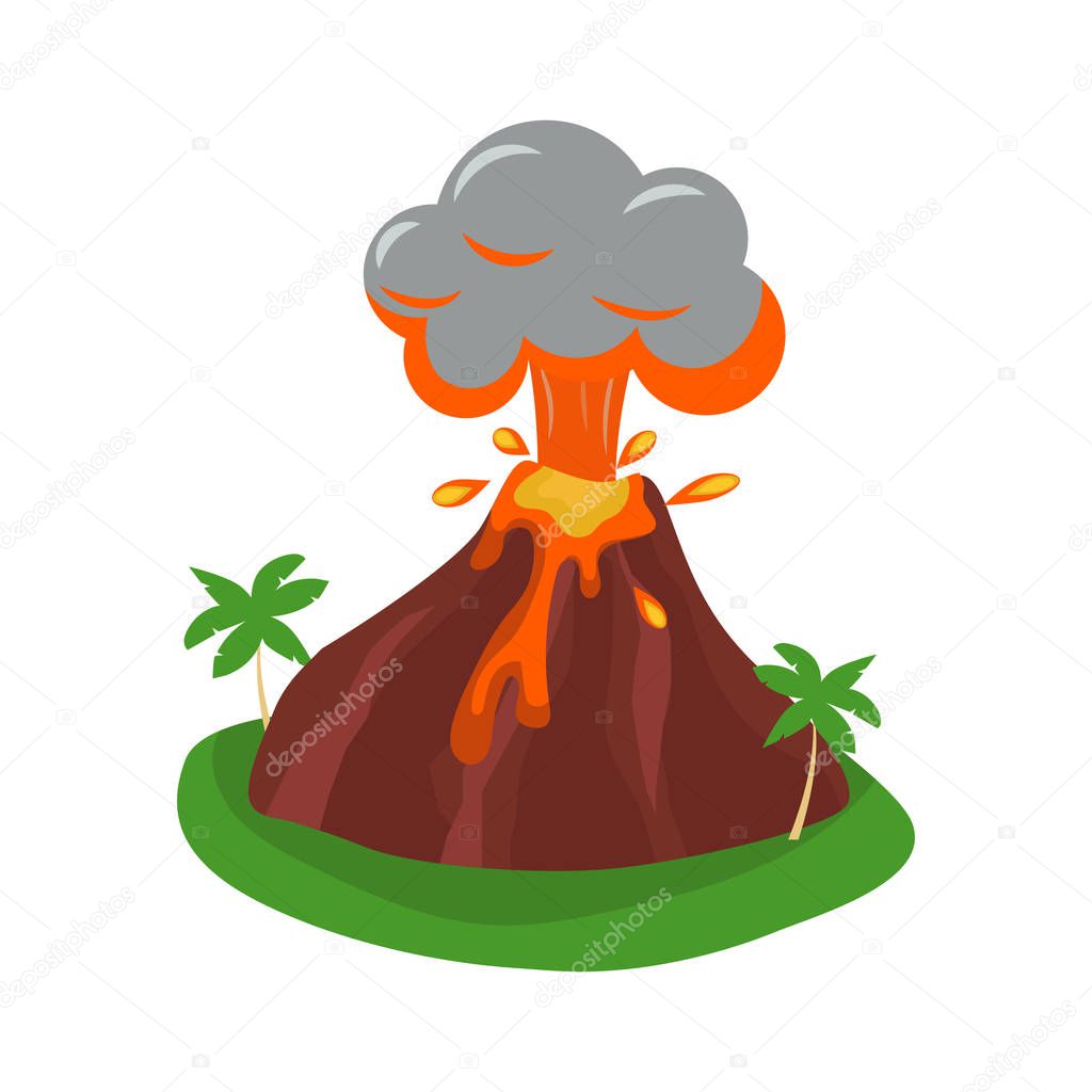 Volcano set vector illustration.