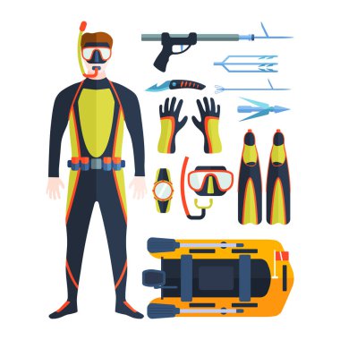 Balık avı vektör set.