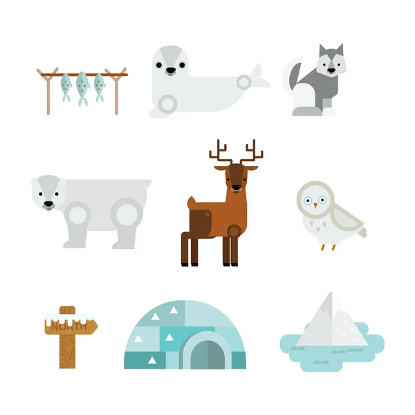 Άγρια βόρεια αρκτικά ζώα διάνυσμα. — Διανυσματικό Αρχείο