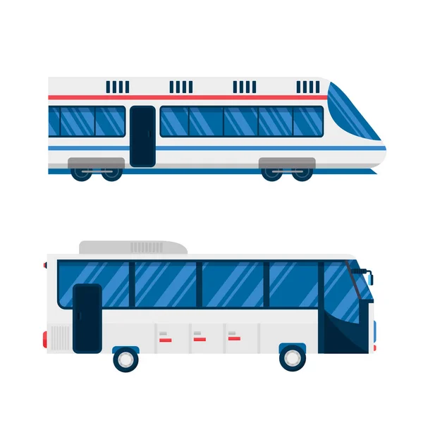 Illustrazione vettoriale autobus e treni urbani . — Vettoriale Stock