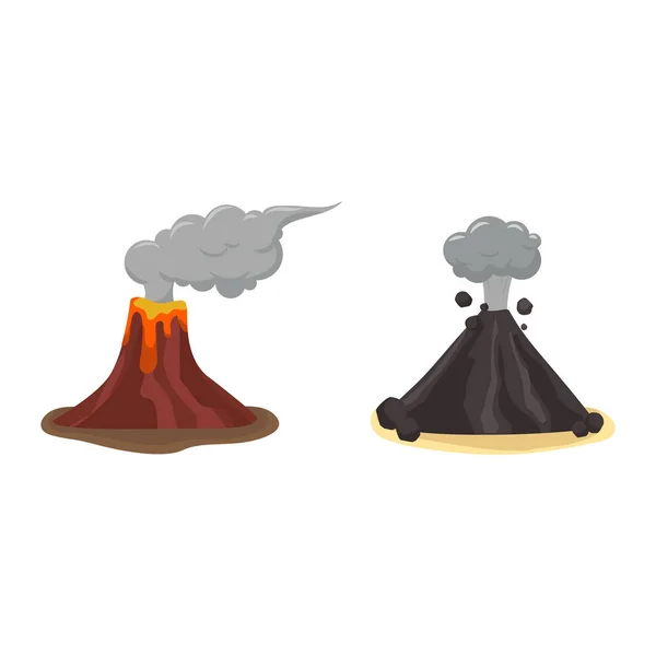 Volcán set vector ilustración . — Vector de stock