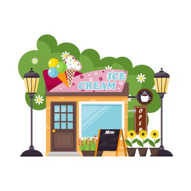 Dondurma Dükkanı cephe vektör.