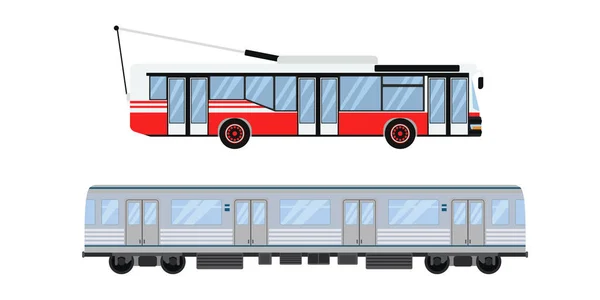 Città strada tram e filobus vettore di trasporto illustrazione . — Vettoriale Stock