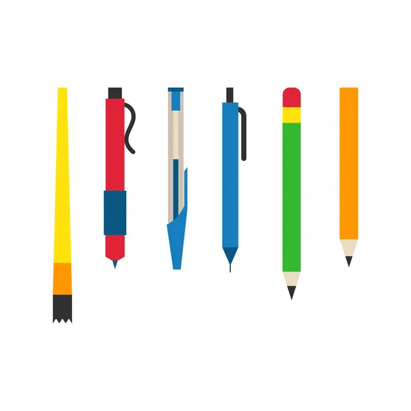 Stylos et crayons de bureau colorés illustration vectorielle — Image vectorielle