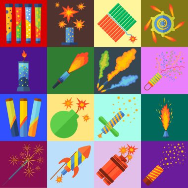 Piroteknik ve fireworks vektör.