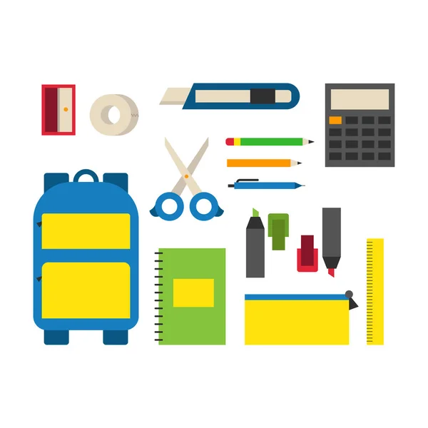 School supplies vector illustration. — Stock Vector