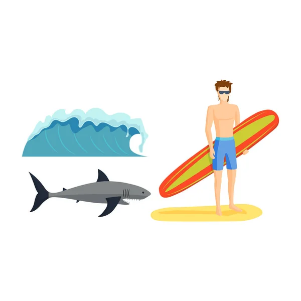 Surfing boy vector illustration