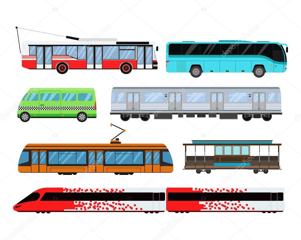 City transport set vector illustration.