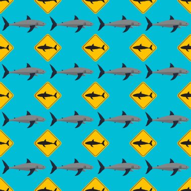 Vektör köpekbalığı seamless modeli.