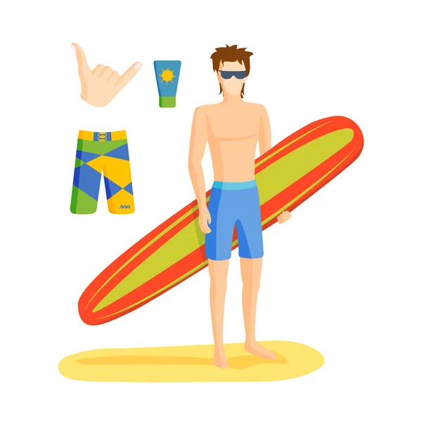 Surfing boy vector illustration — Stock Vector