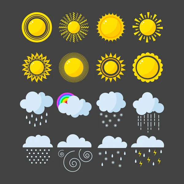 Ensemble d'icônes météo vecteur . — Image vectorielle