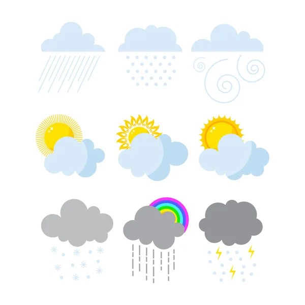 Conjunto de ícones meteorológicos vetor . — Vetor de Stock