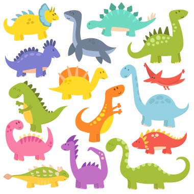Karikatür şirin dinozorlar vektör.