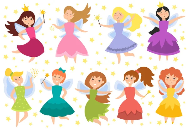 Fairy princess uroczych bohaterów wektor. — Wektor stockowy